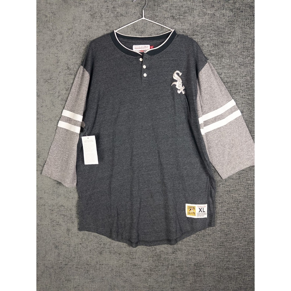 NWT Mitchell and‎ Ness Chicago White Sox MLB Henley Shirt Mens XL Cooperstown